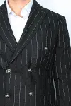 Kruvaze Slim Fit Çizgili Siyah Erkek Ceket - Wessi-2