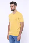 Bisiklet Yaka Kenarları Desenli Hardal Örme T-shirt | Wessi-4