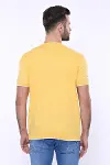 Bisiklet Yaka Kenarları Desenli Hardal Örme T-shirt | Wessi-5