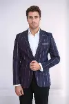 Çizgili Slim Fit Bordo Erkek Ceket - Wessi-4