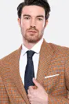 Kendinden Desenli Turuncu Slim Fit Ceket | Wessi - Wessi-2