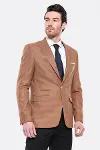 Kendinden Desenli Turuncu Slim Fit Ceket | Wessi - Wessi-3