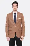Kendinden Desenli Turuncu Slim Fit Ceket | Wessi - Wessi-4