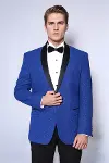 Şal Yaka Simli Lacivert Erkek Smokin Ceket - Wessi-5