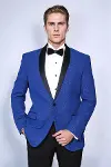 Şal Yaka Simli Lacivert Erkek Smokin Ceket - Wessi-1