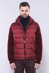 Kapşonlu Kapitone Bordo Kaban - Wessi-3