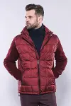Kapşonlu Kapitone Bordo Kaban - Wessi-1