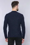 Desenli Lacivert Bisiklet Yaka Triko | Wessi-5