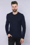 Desenli Lacivert Bisiklet Yaka Triko | Wessi-1