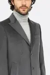 Süet Slim Fit Uzun Gri Erkek Kaban - Wessi-2