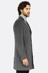 Süet Slim Fit Uzun Gri Erkek Kaban - Wessi-4