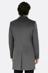 Süet Slim Fit Uzun Gri Erkek Kaban - Wessi-5