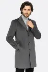 Süet Slim Fit Uzun Gri Erkek Kaban - Wessi-1