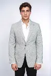 Kendinden Desenli Slim Fit Gri Erkek Ceket - Wessi-2