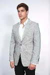 Kendinden Desenli Slim Fit Gri Erkek Ceket - Wessi-3