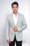 Kendinden Desenli Slim Fit Gri Erkek Ceket - Wessi-4