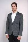Kendinden Desenli Slim Fit Füme Erkek Ceket - Wessi-5
