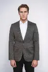 Kendinden Desenli Slim Fit Kahverengi Erkek Ceket - Wessi-2