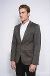 Kendinden Desenli Slim Fit Kahverengi Erkek Ceket - Wessi-3