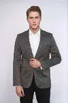 Kendinden Desenli Slim Fit Kahverengi Erkek Ceket - Wessi-4