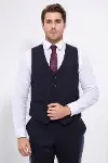 Lacivert Desensiz Düğmeli Erkek Yelek - Wessi-6