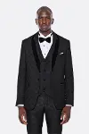 Kareli Slim Fit Siyah Erkek Damatlık - Wessi-4