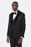 Kareli Slim Fit Siyah Erkek Damatlık - Wessi-5