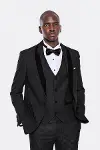 Kareli Slim Fit Siyah Erkek Damatlık - Wessi-1
