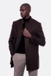 Hakim Yaka Kahverengi Kaşe Kaban - Wessi-4