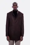 Hakim Yaka Kahverengi Kaşe Kaban - Wessi-1