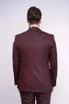 Velvet Yaka Desenli Yelekli Bordo Erkek Damatlık - Wessi-6