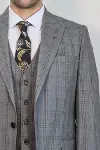 Ekose Desen Slim Fit Gri Erkek Takım Elbise - Wessi-2