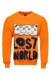 Oranj Baskılı Desenli Bisiklet Yaka Sweatshirt - Wessi-1