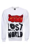 Beyaz Baskılı Desenli Bisiklet Yaka Sweatshirt - Wessi-1