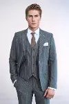 Çizgili Slim Fit Antrasit Erkek Takım Elbise - Wessi-4