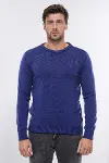Lacivert Bisiklet Yaka Slimfit Desensiz Triko - Wessi-4