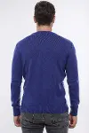 Lacivert Bisiklet Yaka Slimfit Desensiz Triko - Wessi-5