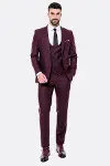 Desensiz Slim Fit Bordo Erkek Takım Elbise - Wessi-3