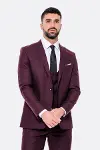 Desensiz Slim Fit Bordo Erkek Takım Elbise - Wessi-1