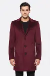 Bordo Sivri Yaka Slim Fit Kaban - Wessi-3