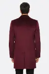 Bordo Sivri Yaka Slim Fit Kaban - Wessi-4