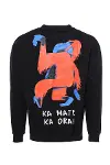 Bisiklet Yaka Baskılı Siyah Erkek Sweatshirt - Wessi-2