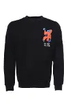 Bisiklet Yaka Baskılı Siyah Erkek Sweatshirt - Wessi-1