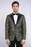 Tüy Desenli Slim Fit Siyah Erkek Smokin Ceket - Wessi-2