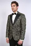 Tüy Desenli Slim Fit Siyah Erkek Smokin Ceket - Wessi-3