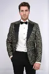Tüy Desenli Slim Fit Siyah Erkek Smokin Ceket - Wessi-4