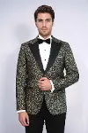 Tüy Desenli Slim Fit Siyah Erkek Smokin Ceket - Wessi-1