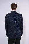 Hipnoz Desen Sivri Yaka Slim Fit Lacivert Erkek Smokin Ceket - Wessi-5