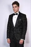 Nokta Desenli Slim Fit Siyah Erkek Smokin Ceket - Wessi-4