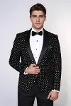 Nokta Desenli Slim Fit Siyah Erkek Smokin Ceket - Wessi-5
